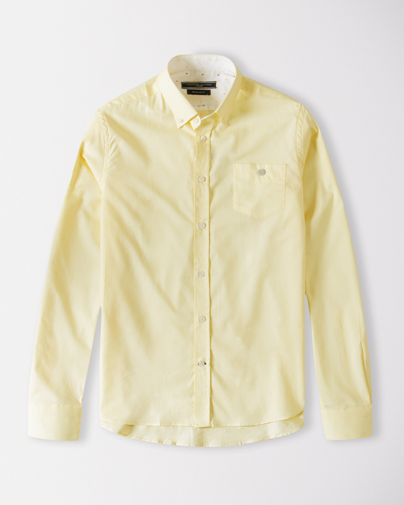 پیراهن آستین بلند ساده مردانه زرد 18321164