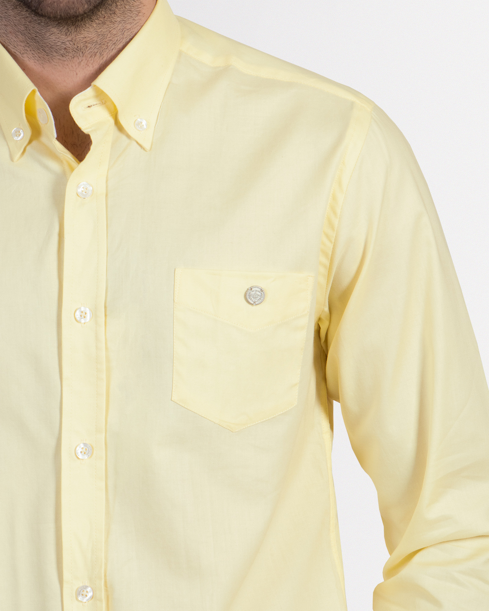 پیراهن آستین بلند ساده زرد 18321164