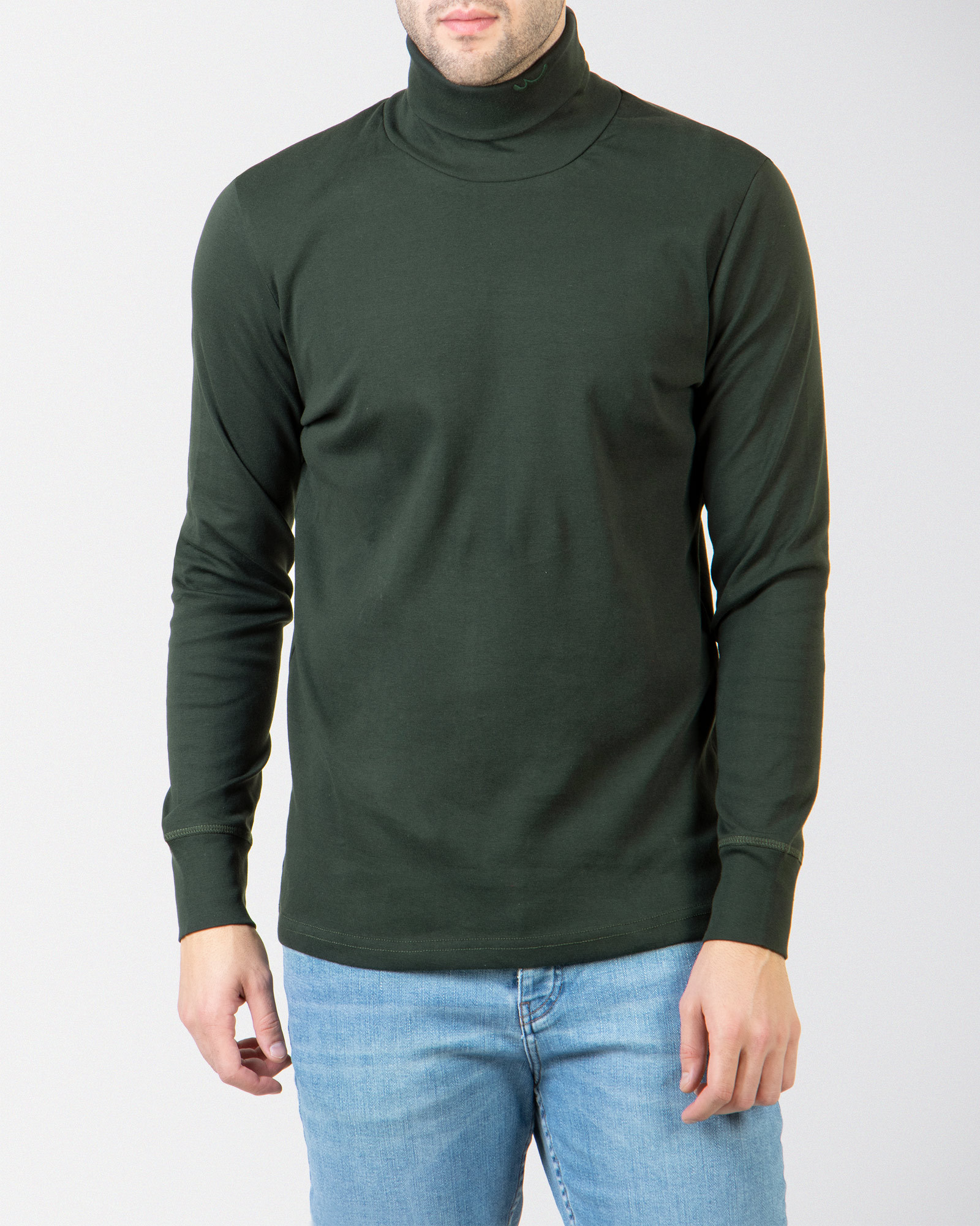 خرید اینترنتی تیشرت آستین بلند یقه اسکی مردانه سبز زیتونی 18328108