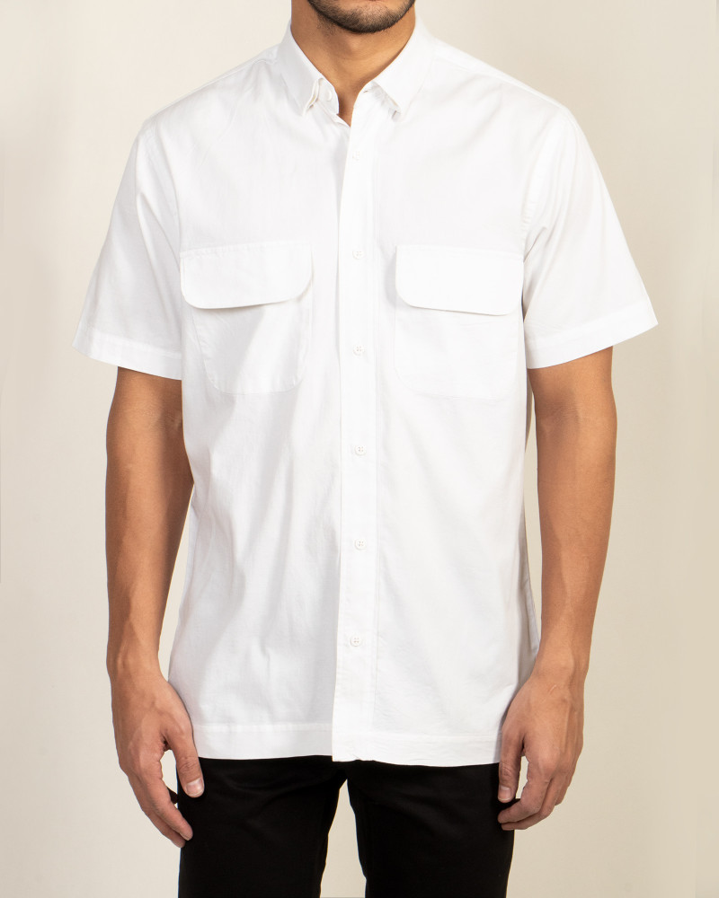 پیراهن شیک دو جیب سفید ساده19422114