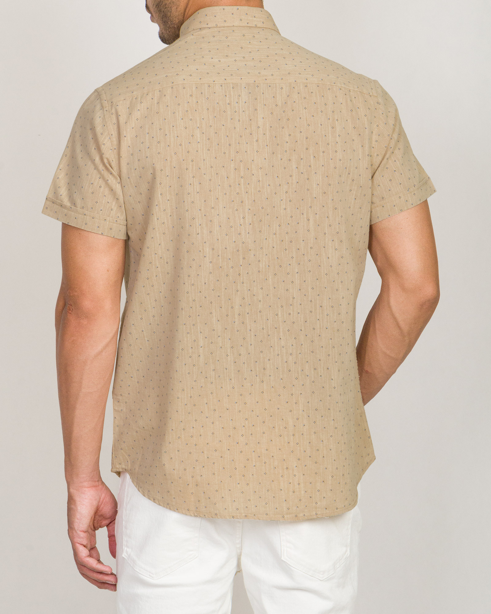 خرید پیراهن آستین کوتاه مردانه نخی کرم 20123207