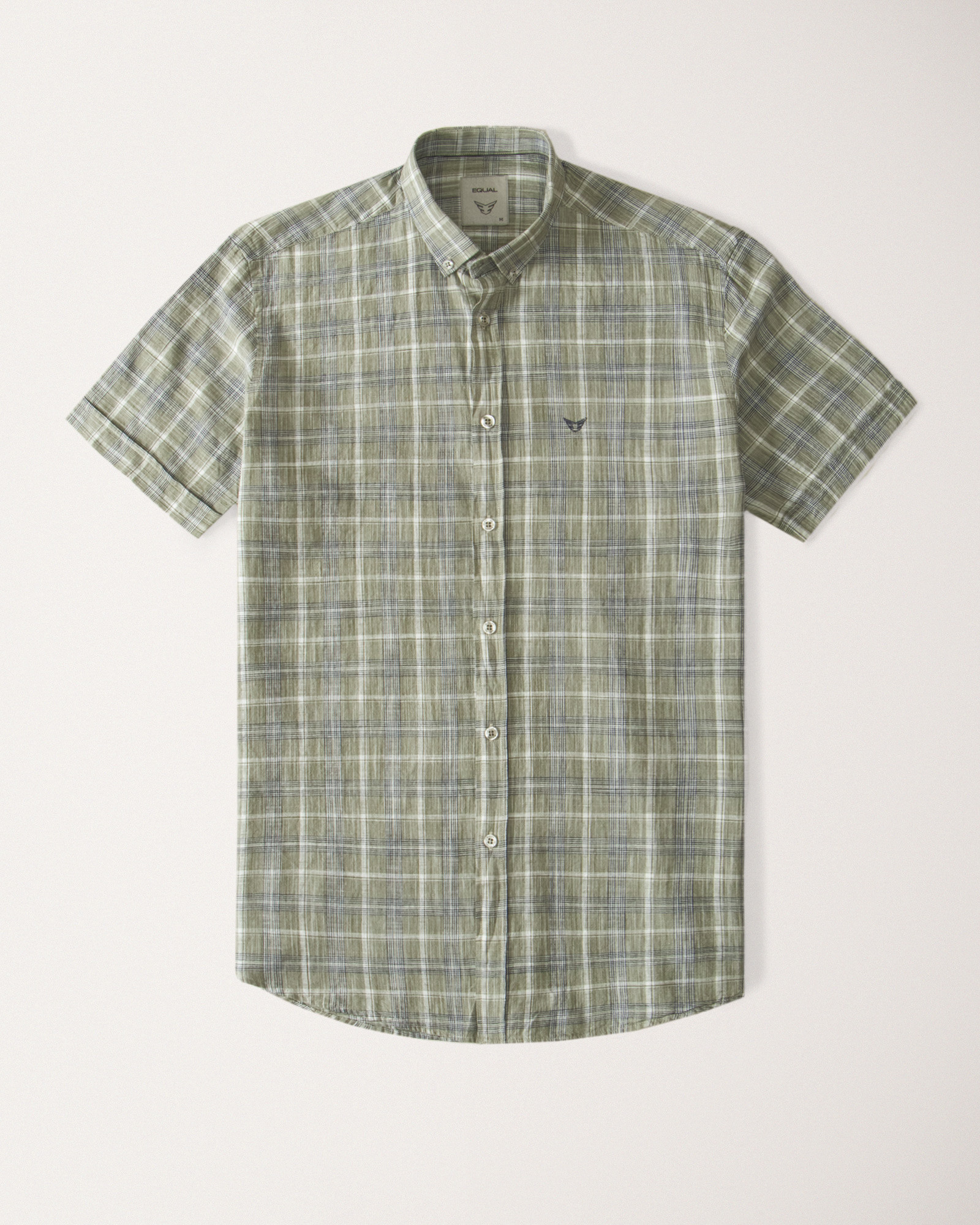 پیراهن مردانه آستین کوتاه  طرح دار روزمره نخی یقه معمولی سبز  20223219