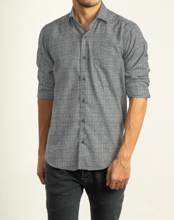 خرید اینترنتی پیراهن آستین بلند پشمی مردانه خاکستری 20352169