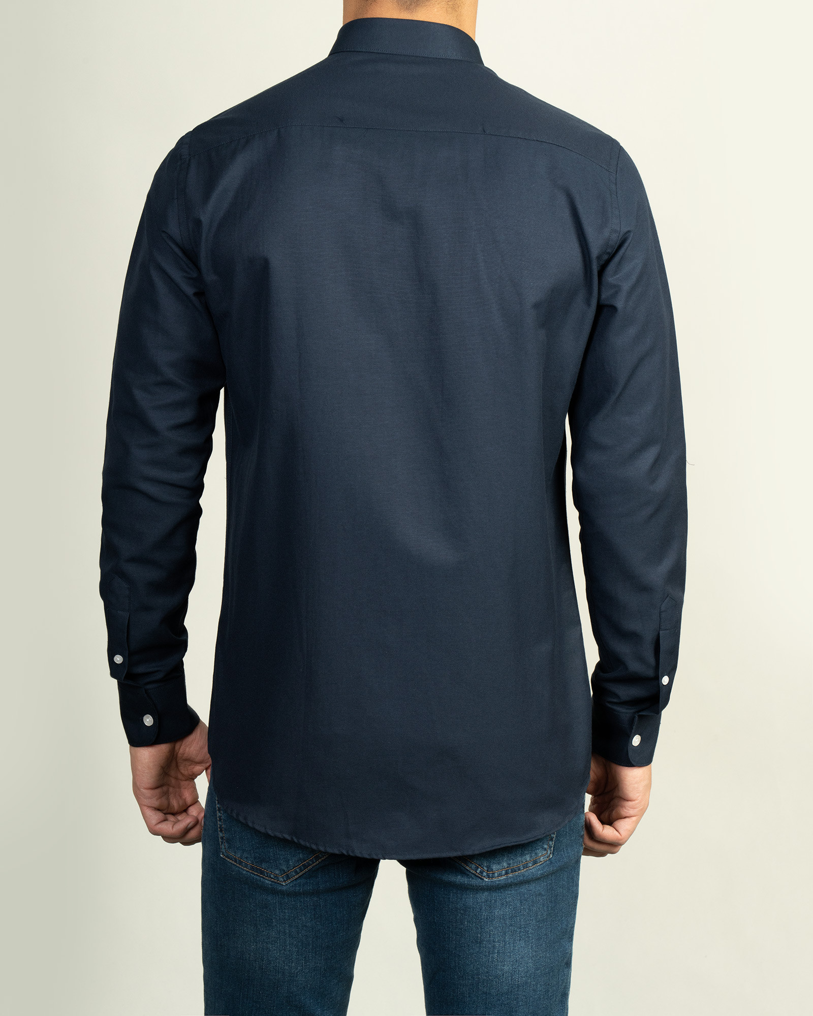 خرید اینترنتی پیراهن آستین بلند ساده مردانه سرمه ای 20321215
