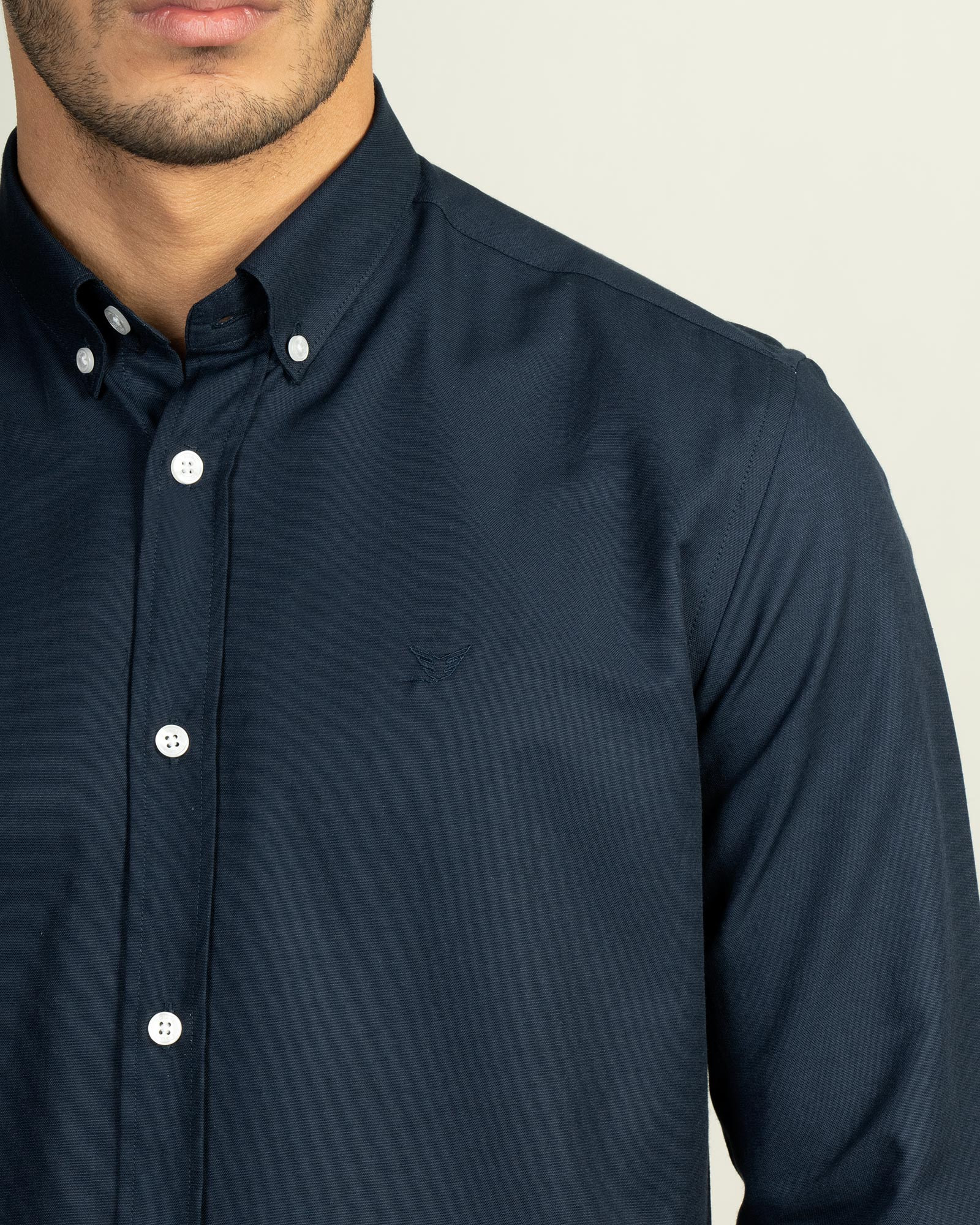 خرید اینترنتی پیراهن آستین بلند ساده مردانه سرمه ای 20321215