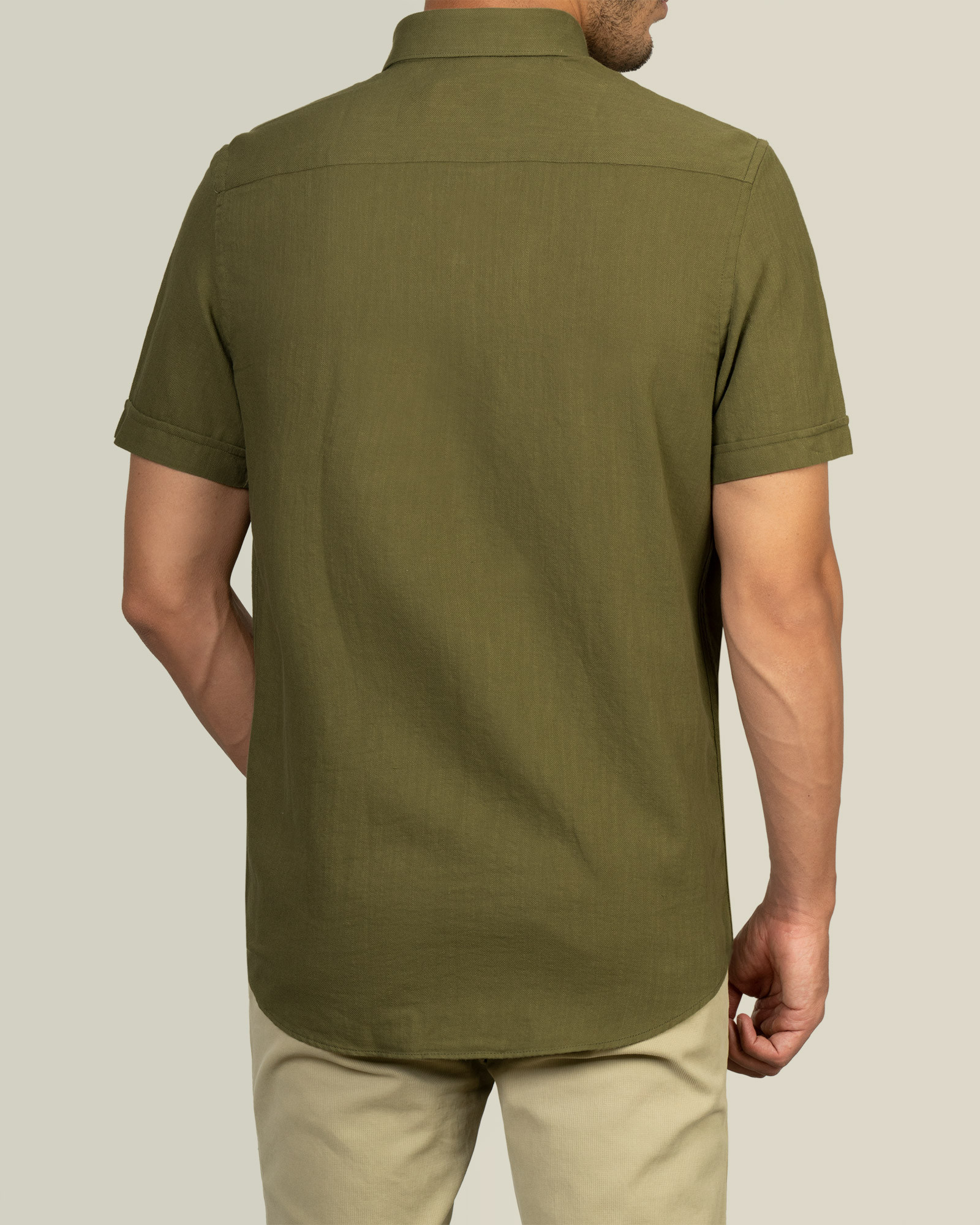 پیراهن مردانه آستین کوتاه  روزمره نخی سبز 21122236
