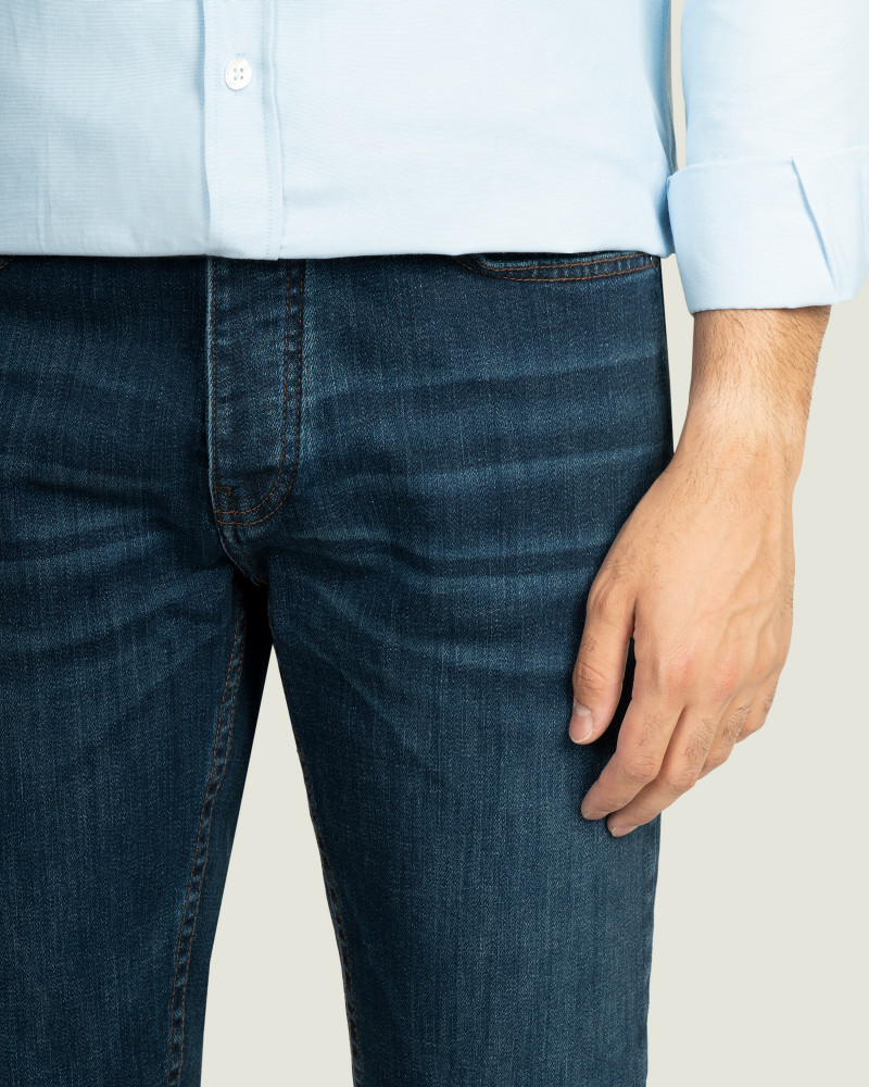 شلوار جین ساده جذب کشی مردانه شیک سرمه ای 21111177
