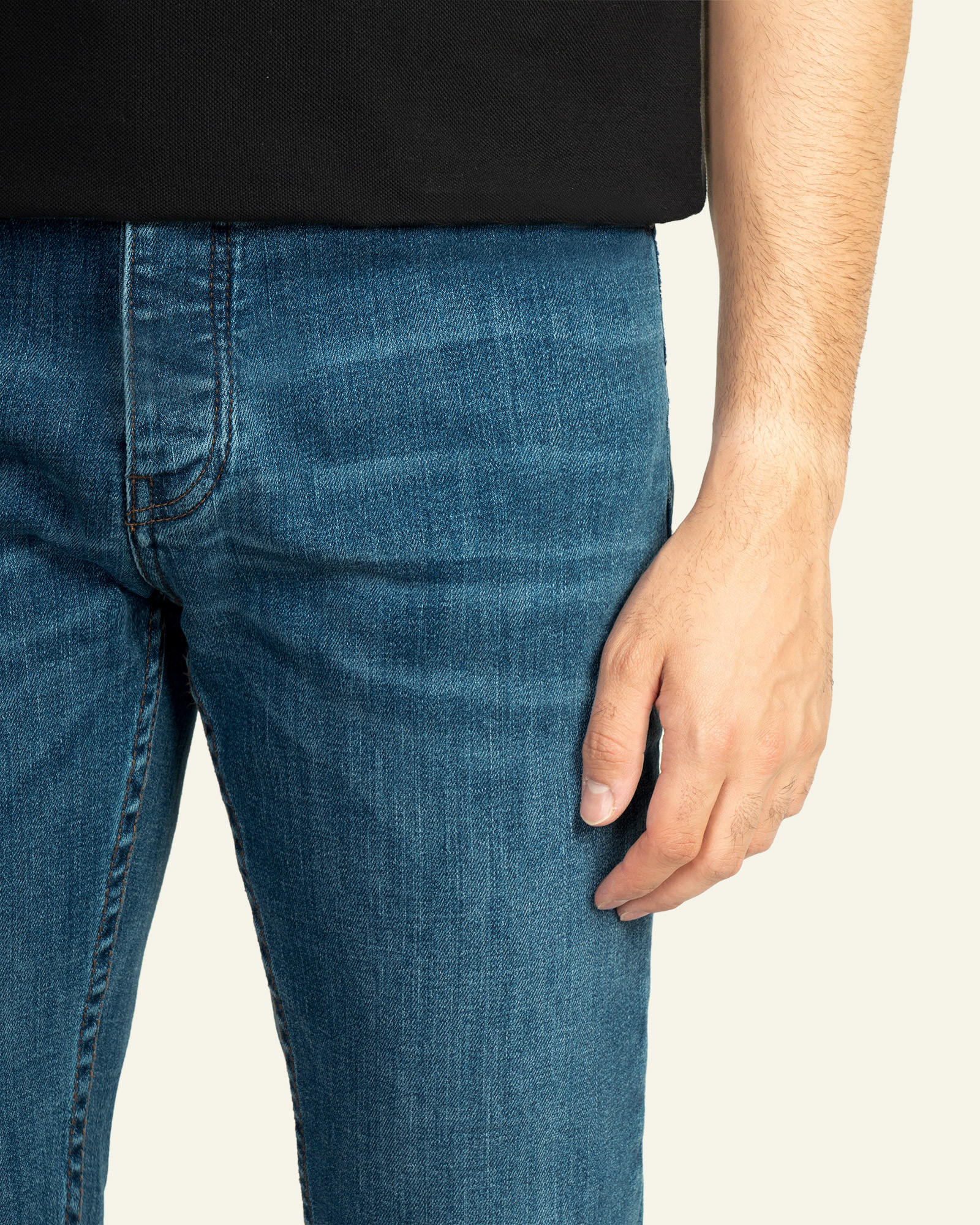 شلوار جین ساده جذب کشی مردانه شیک آبی تیره 21111177