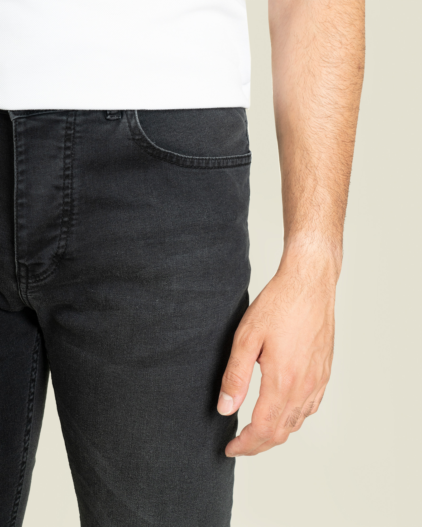 شلوار جین ساده جذب کشی مردانه شیک ذغالی 21111182