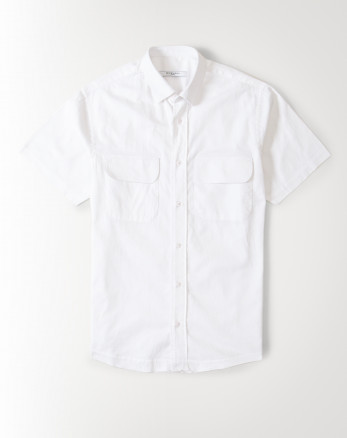 پیراهن دو جیب سفید ساده19422114